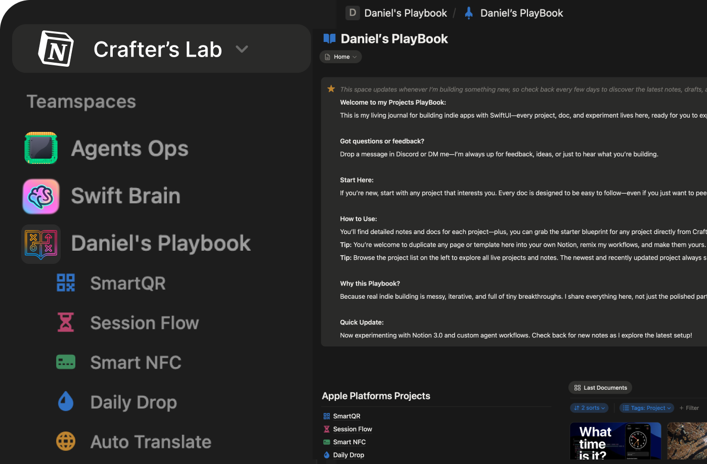 Crafter's Lab Notion workspace preview